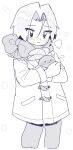  1boy aged_down ameya_(okemu_ame) child coat cold greyscale james_(pokemon) monochrome oddish pokemon pokemon_(anime) pokemon_(classic_anime) pokemon_(creature) ribbon sad team_rocket worried 