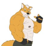 2018 abs anthro belt biceps big_muscles bottomwear canid canine clothed clothing fingerless_gloves flat_colors fox fox_mccloud gloves green_eyes hair handwear hi_res looking_at_viewer male mammal muscular muscular_anthro muscular_male nintendo nipples pants partially_clothed pecs sketch solo star_fox vein white_hair xxsparcoxx