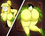  absurd_res animal_crossing anthro big_breasts big_butt breasts butt canid canine canis clothing disney domestic_dog female hi_res huge_butt isabelle_(animal_crossing) lost_lynx mammal nintendo panties solo stuck thick_thighs tinkerbell underwear video_games yellow_body 