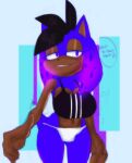 2016 5_fingers absurd_res anthro berri_the_hedgehog big_breasts black_background black_clothing black_hair black_nose blush bouncing_breasts bra breasts brown_body brown_fur brown_inner_ear clothed clothing dialogue dialogue_box eulipotyphlan eyelashes fan_character female female_anthro female_focus fingers flat_colors fur galaxyviolet hair half-closed_eyes hand_behind_head hand_behind_own_head hedgehog hi_res mammal mohawk multicolored_body multicolored_ears multicolored_fur multicolored_hair multicolored_skin narrowed_eyes nude_anthro open_mouth panties partially_clothed partially_clothed_anthro pupils purple_body purple_eyes purple_fur purple_skin raised_tail sega simple_background skindentation slit_pupils solo solo_focus solo_in_panel sonic_the_hedgehog_(series) speech_bubble sports_bra sportswear tail teeth teeth_showing text text_emphasis tongue two_tone_body two_tone_ears two_tone_fur two_tone_hair two_tone_skin underwear white_clothing wide_hips