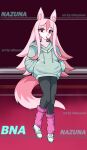  absurd_res anthro brand_new_animal canid canine clothed clothing female food footwear fox fur hair hi_res hoodie leg_warmers legwear long_hair mammal nazuna_hiwatashi nikoyosan pink_body pink_eyes pink_fur pink_hair pocky shoes solo studio_trigger topwear 