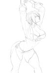 1girl angel_(kof) breasts chaps cleavage closed_eyes fingerless_gloves gloves hair_over_one_eye highres jacket lady_shin midriff short_hair signature sketch stretching the_king_of_fighters the_king_of_fighters_xv 