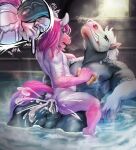 absurd_res anthro bathing bodily_fluids cum cum_in_ass cum_inside duo equid equine genital_fluids hi_res horse male male/male mammal nefitail zeebra