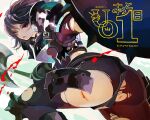  1girl armor ass axe berengaria_(unicorn_overlord) black_hair bleeding blood countdown_illustration cuts highres holding holding_axe injury kamitani_george official_art purple_eyes scar scar_across_eye short_hair solo torn_clothes unicorn_overlord vanillaware 