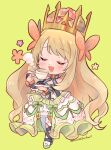  bow butterfly_hair_ornament celine_(fire_emblem) cross-laced_clothes cross-laced_dress crown cup dress dress_bow fire_emblem fire_emblem_engage hair_ornament highres hino222hikari holding holding_cup orange_bow orange_gemstone orange_wristband princess teacup wrist_bow yellow_dress 
