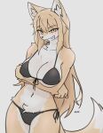 2024 anthro arm_under_breasts bikini black_bikini black_clothing black_swimwear breasts canid canine clothing collarbone dipstick_tail eyebrow_through_hair eyebrows eyelashes female fox front-tie_bikini fur hair hi_res inner_ear_fluff kemono kloe_mone long_hair looking_at_viewer mammal markings orange_body orange_fur orange_hair side-tie_bikini smile solo string_bikini swimwear tail tail_markings translucent translucent_hair tuft white_body white_fur yellow_eyes