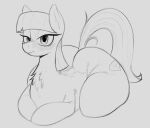 2024 big_butt black_and_white blush bubble_butt butt cutie_mark dominismortis earth_pony equid equine eyelashes female feral fluffy fluffy_tail friendship_is_magic hair hasbro hi_res hooves horse long_tail looking_at_viewer mammal maud_pie_(mlp) monochrome my_little_pony pony short_hair sitting sketch snout solo tail thick_thighs wide_hips