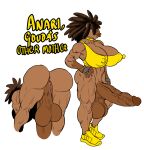 absurd_res anari_(goudadunn) anthro areola_outline balls bent_over big_balls big_breasts big_butt big_penis bra breasts brown_body brown_hair butt capybara caviid clothing english_text erection footwear genitals goudadunn hair herm hi_res huge_balls huge_breasts huge_penis intersex mammal muscular muscular_anthro muscular_intersex nipple_outline nude penis pussy rodent shoes sneakers solo sports_bra text underwear