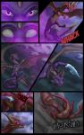 absurd_res activision angry blood bodily_fluids comic dodging dragon duo feral fight flame_(spyro) hi_res ice male mythological_creature mythological_scalie mythology scalie spyro spyro_the_dragon stab_wound the_legend_of_spyro wounded xannador