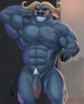 2024 abs anthro areola balls barazoku biceps big_muscles big_penis blush body_hair bovid bovine cape_buffalo chief_bogo classicmuzzle_(artist) deltoids disney door fingers flaccid foreskin frown genitals hand_behind_head happy_trail hi_res hooved_fingers hooves horn huge_muscles huge_penis inside looking_away male mammal muscular muscular_anthro muscular_male navel nipples notched_ear nude obliques pecs penis pubes serratus solo standing thick_penis thick_thighs vein zootopia