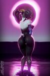 2023 3d_(artwork) absurd_res anthro arm_tattoo bedroom_eyes black_hair bovid breasts brown_body brown_ears brown_fur brown_inner_ear brown_tail butt caprine cosmic_background digital_media_(artwork) eclipse fan_character female female_anthro freckled_back freckled_butt freckled_legs freckles freckles_on_face fur goat green_eyes green_hair hair hi_res horn kara_(daloaf) landscape loaf3d long_ears looking_at_viewer looking_back mammal moon multicolored_body multicolored_ears multicolored_fur multicolored_hair multicolored_tail narrowed_eyes nipples nude ponytail seductive signature sky solo star starry_background starry_sky tail tattoo text water white_body white_ears white_fur white_inner_ear white_tail white_tattoo yellow_body yellow_fingers