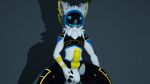 3d_(artwork) anthro ball_grab balls cold_heart digital_media_(artwork) erection fur genitals hi_res machine male male/male penis pose protogen saggy_balls smile smiling_at_viewer smirk smirking_at_viewer solo spread_legs spreading white_body white_fur zhathrax