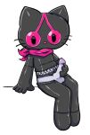 anthro bodysuit bottomwear bottomwear_down clothed clothing darkgrapeman domestic_cat felid feline felis genitals hello_kitty_(series) ichigoman_(series) kittystarr latex latex_clothing male mammal mask masturbation pants pants_down partially_clothed penis sanrio skinsuit solo superhero tight_clothing