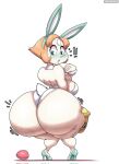 big_butt blush breasts brown_hair bunny_costume butt cartoon_network clothing costume easter easter_egg egg female footwear hair hi_res holidays huge_butt humanoid pearl_(gem_species) pearl_(steven_universe) rabbit_ears scut_tail shoes short_tail solo steven_universe tail thedeathcrow05 white_body