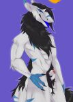 animal_genitalia anonymous_artist balls chest_tuft crown genitals hair headgear hi_res king_chulapa male neck_tuft penis penis_tip pubes sergal sheath smile solo tail tongue tongue_out tuft unknown_artist