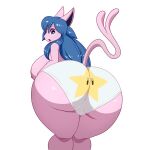  anthro big_breasts big_butt blue_eyes blue_hair breasts butt clothing eeveelution espeon female hair hi_res lonbluewolf lyra_(aj_the_flygon) nintendo pok&eacute;mon pok&eacute;mon_(species) solo underwear video_games wide_hips 