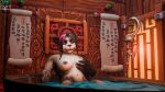 16:9 3d_(artwork) anthro bear big_breasts blizzard_entertainment breasts digital_media_(artwork) fei-ho female fur genitals hair hi_res looking_at_viewer mammal multicolored_body nipples nude pandaren pink_eyes smile solo text toxik_enzis warcraft white_body white_fur widescreen