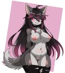 absurd_res animal_humanoid anthro belly big_breasts breasts canid canid_humanoid canine chest_tuft clothing collar collar_tag cowlick dahlia_de_silvis female fur genitals hair hi_res humanoid inner_ear_fluff legwear light lighting long_hair mammal mammal_humanoid messy_hair momobutt multicolored_body multicolored_fur mythological_canine mythological_creature mythology navel nipples pink_eyes pussy shaded slightly_chubby solo tail thick_thighs thigh_highs torn_clothing torn_legwear tuft two_tone_body two_tone_fur were werecanid werecanine werewolf wide_hips
