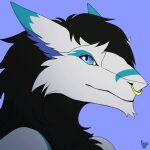 animated eyebrows facial_piercing hair kete king_chulapa looking_at_viewer male neck_tuft nose_piercing nose_ring open_mouth piercing raised_eyebrow ring_piercing sergal sharp_teeth smile solo teeth tuft