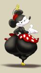 anthro big_butt black_body black_eyes bottomwear butt clothing disney female footwear gloves handwear hat headgear headwear hi_res huge_butt mammal minnie_mouse mouse murid murine rodent shoes skirt solo thedeathcrow05 thick_thighs