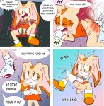 absurd_res anthro bad_parenting bodily_fluids butt_slap cream_the_rabbit diaper english_text female female/female genital_fluids hi_res sega slap solo sonic_the_hedgehog_(series) spanking tears text urine vanilla_the_rabbit wetting