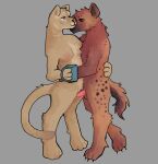  absurd_res anthro breasts duo felid female frottage_in_slit hi_res hyena lion male male/female mammal morning_sex pantherine sex standing standing_sex voidpunked 