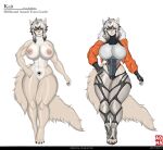 abs absurd_res anthro aomaarts big_breasts big_butt breasts butt english_text felid female fluffy fluffy_tail hi_res kait kait(aomaarts) mammal model_sheet muscular muscular_anthro muscular_female nipple_piercing nipples piercing solo tail text