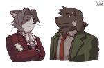  ace_attorney alternate_species anthro canid canine canis capcom clothed clothing dick_gumshoe domestic_cat domestic_dog felid feline felis furrification group hi_res karasuma_wasabi male mammal miles_edgeworth necktie video_games 