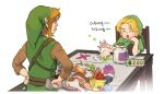  being_watched chair clothing duo elf eunjuragi food furniture humanoid humanoid_pointy_ears hylian light_body light_skin link looking_at_another male nintendo not_furry ocarina_of_time open_mouth simple_background sitting square_crossover table the_legend_of_zelda young_link 