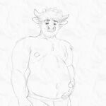  amarox anthro belly bovid bovine cattle digital_drawing_(artwork) digital_media_(artwork) hi_res holding_belly male mammal maxwell_(amarox) navel sketch slightly_chubby solo standing 