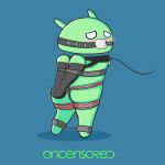  absurdres android_(os) apple apple_inc. armbinder blush bugdroid colored_skin food fruit green_skin highres off-topic oncensored_(artist) shibari third-party_source 