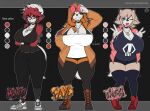 absurd_res anthro big_breasts blue_eyes bottomwear breasts brown_body clothing dusk_lycanroc faye_(zak_hitsuji) female footwear generation_7_pokemon green_eyes group hi_res huge_breasts jacket lycanroc midday_lycanroc midnight_lycanroc miko_(zak_hitsuji) model_sheet nintendo orange_body pants pokemon pokemon_(species) red_body red_eyes shirt shoes shorts thea_(zak_hitsuji) topwear trio zak_hitsuji