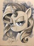  2017 andy_price equestria_girls equid equine female hasbro hi_res horn lidded_eyes looking_at_viewer mammal monochrome my_little_pony portrait solo sunset_shimmer_(eg) unicorn 