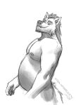 absurd_res amarox amarox_(character) anthro belly canid canine canis digital_drawing_(artwork) digital_media_(artwork) hair hi_res leaning leaning_backward looking_at_viewer male mammal musclegut muscular pecs sketch smile solo standing tail wolf