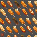 artist_logo corn_dog food food_focus highres ketchup no_humans original sauce yuki00yo 