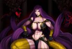  abs aka6 avenger_gorgon big_breasts breasts cleavage clothed clothing european_mythology fate_(series) female gorgon greek_mythology humanoid lips living_hair looking_at_viewer medusa_(fate) muscular muscular_female mythology pseudo_hair reptile scalie snake snake_hair solo spread_legs spreading 