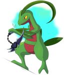 absurd_res anthro black_eyes claws finger_claws generation_3_pokemon green_body grovyle head_leaf hi_res leaf leaf_tail male nintendo pokemon pokemon_(species) scalie solo tail yellow_sclera youmadsin 