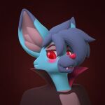  3d_(artwork) ambiguous_gender anthro big_ears blue_body blue_fur blush canid canine cosplay digital_media_(artwork) fangs fox fur hi_res looking_at_viewer male mammal red_eyes red_nose solo teeth username-password username_(character) 