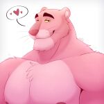  anthro felid fur hi_res male mammal metro-goldwyn-mayer muscular muscular_anthro muscular_male nipples pantherine pecs pink_body pink_fur pink_panther pink_panther_(series) simple_background solo thediyemi 