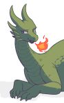  aliasing breath_powers claws deepest_sword dragon ear_fins elemental_manipulation eyelashes female feral fin fire fire_breathing fire_manipulation green_body green_eyes green_scales hi_res horn iriedono open_mouth scales simple_background white_background 