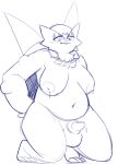  animal_genitalia anthro areola balls blush bodily_fluids breasts chesnaught claws cloverleaf_tarragon deep_navel genital_fluids genitals gynomorph hi_res intersex kneeling lactating looking_down magnetiorchid monochrome navel neck_tuft nintendo nonbinary_(lore) overweight overweight_anthro overweight_gynomorph overweight_intersex penis pok&eacute;mon pok&eacute;mon_(species) precum sheath simple_background solo spikes tapering_penis thick_thighs toe_claws tuft video_games white_background 