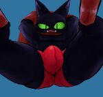  anthro black_body black_fur bulge butt cartoon_network clothing digitigrade domestic_cat felid feline felis fur green_eyes hi_res legs_up lying male mammal mao_mao:_heroes_of_pure_heart mymu666 on_back presenting presenting_hindquarters sheriff_mao_mao_mao solo underwear 