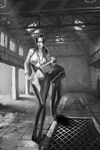  1girl breasts large_breasts metal_gear_(series) metal_gear_solid metal_gear_solid_4 name_tag naomi_hunter old_snake open_clothes open_shirt shirt solid_snake third-party_edit 