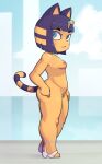  animal_crossing ankha_(animal_crossing) areola bangs bare_back bare_shoulders big_butt blonde_hair blue_eyes blue_eyeshadow blue_hair blush breasts butt casual_nudity censored curvaceous curvy_figure digital_media_(artwork) domestic_cat egyptian eyebrows eyeshadow feet felid feline felis flat_chested fur genitals hair hands_on_hips high_heels makeup mammal multicolored_hair navel nintendo pupils pussy short_stack side_boob side_view slit_pupils small_breasts smile ta777371 thick_legs thick_thighs toned_body toned_female two_tone_hair uraeus video_games voluptuous wide_hips yellow_body yellow_fur 