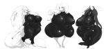  2021 5_fingers antennae_(anatomy) anthro belly big_breasts biped breasts camel_toe canid canine clothed clothing digital_media_(artwork) dragon eyelashes female fingers front_view goodra group hair hi_res holding_object huge_breasts huge_thighs hurikata looking_at_viewer mammal marine milotic monochrome navel_outline nintendo nipple_outline open_mouth open_smile overweight overweight_anthro overweight_female pok&eacute;mon pok&eacute;mon_(species) pok&eacute;morph rubber rubber_suit seductive simple_background smile standing teeth thick_thighs tight_clothing tongue tongue_out video_games white_background wide_hips zoroark 