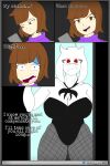  absurd_res ambiguous_gender andromorph anthro big_breasts big_butt blush bow_tie breasts bunny_costume butt clothing costume duo female female/female hi_res huge_breasts human humanoid intersex intersex/female male male/female mammal mojiuwu nervous nervous_smile red_eyes scared size_difference thick_thighs toriel undertale video_games wide_hips 