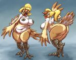  2021 4_toes abstract_background anisodactyl anthro areola avian avian_caruncle beak bedroom_eyes belly bent_over big_breasts big_butt biped bird bird_feet blonde_hair blue_eyes blue_sclera breasts brown_areola brown_body brown_feathers brown_nipples brown_scales butt butt_pose claws curvy_figure dark_nipples dated dewlap_(anatomy) digital_media_(artwork) digital_painting_(artwork) feather_hands feathered_wings feathers feet female front_view full-length_portrait galliform grey_claws hair huge_breasts khass looking_back mature_anthro mature_female multicolored_body multicolored_feathers multiple_angles multiple_images narrowed_eyes nipples non-mammal_breasts nude open_beak open_mouth open_smile pamela_(enigma_dragan) phasianid ponytail portrait pose presenting presenting_hindquarters raised_tail rear_view scales scutes seductive signature slightly_chubby smile smirk solo standing tail_feathers thick_thighs toe_claws toes turkey voluptuous wattle white_body white_feathers wide_hips wings 