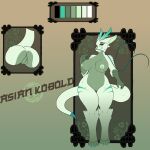  1:1 adopt adoptables alonsoart anthro asian base beverage big_breasts breasts design_(disambiguation) dragon eastern fantasy female greentea huge_breasts kobold model_sheet mythical nazaki-cain non-mammal_breasts noodle solo tea 