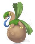  2017 abdominal_bulge after_vore ambiguous_gender belly big_belly brown_body flying green_hair group hair hi_res hyper hyper_belly nintendo nummynumz overweight pok&eacute;mon pok&eacute;mon_(species) simple_background tropius video_games vore white_background 
