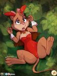 3:4 blue_eyes breasts buckteeth bunny_costume cape cleavage clothed clothing costume cuff_links don_bluth english_text female furboz leotard mammal mouse mrs._brisby murid murine pendant rodent signature small_breasts solo strapless_leotard teeth text the_secret_of_nimh whiskers 